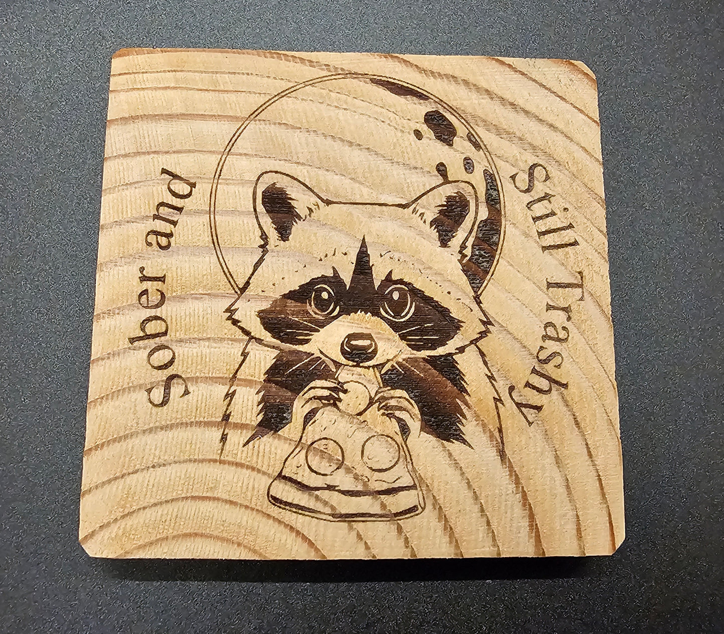 Recovery Coasters - Sober and Still Trashy Raccoon