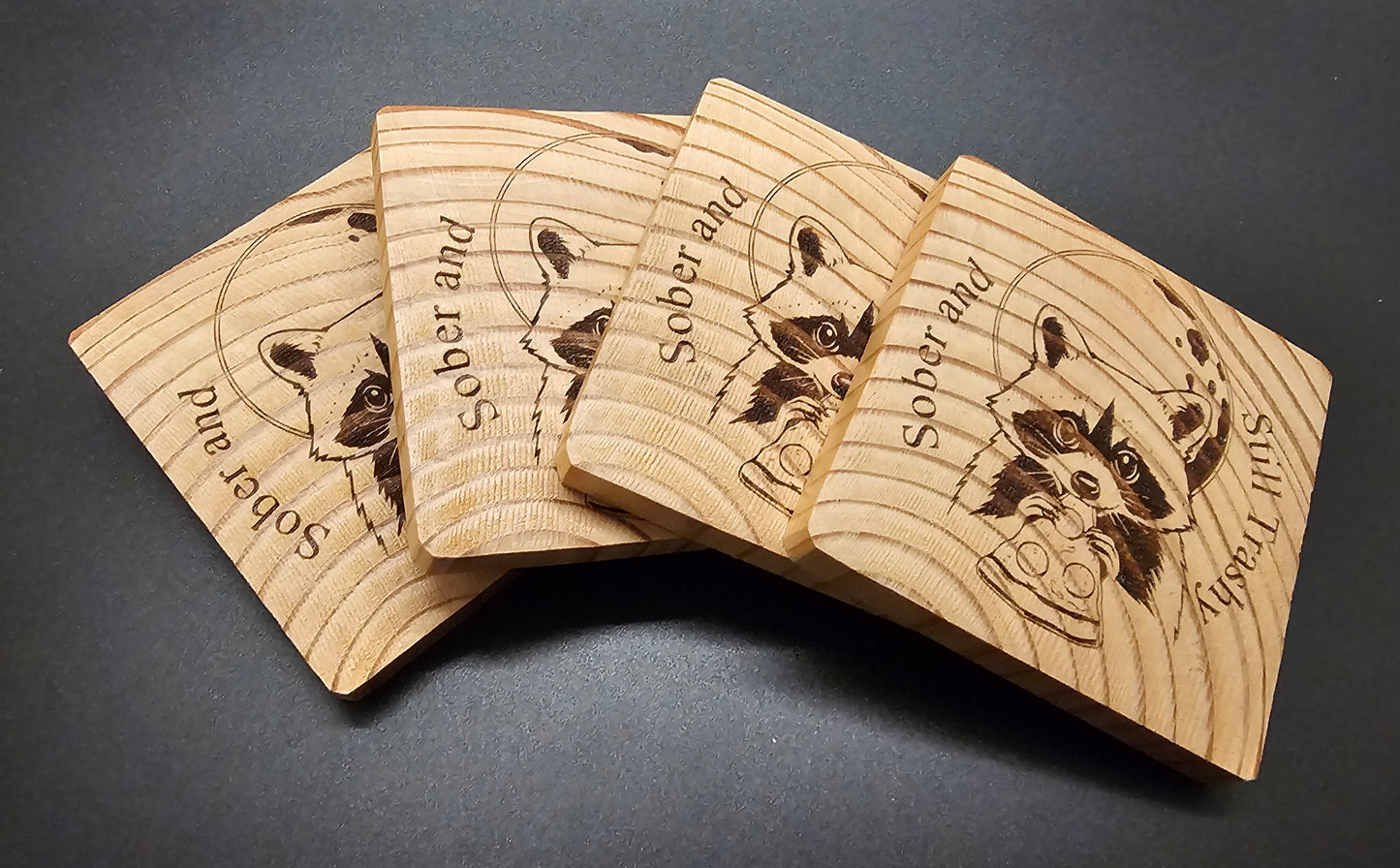 Recovery Coasters - Sober and Still Trashy Raccoon