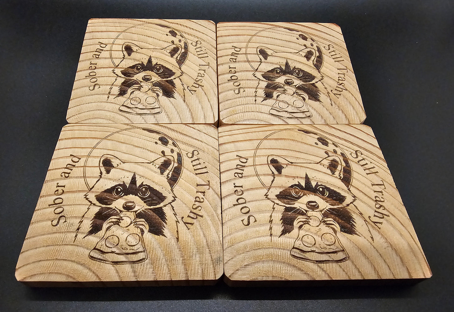 Recovery Coasters - Sober and Still Trashy Raccoon